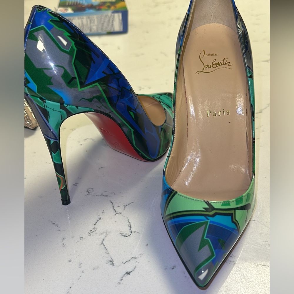 Christian Louboutin Graffiti pumps green and blue